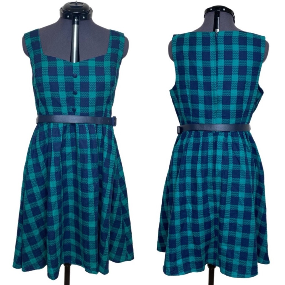 Modcloth A-Line Belted Dress Plaid
